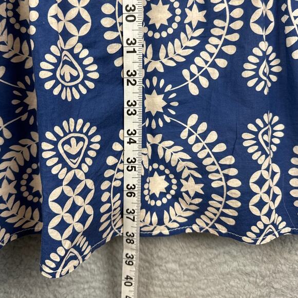 Saiph Lab Italy Women's Tiered Bell Sleeve Santorini Mini Dress White Blue L - Picture 4 of 8